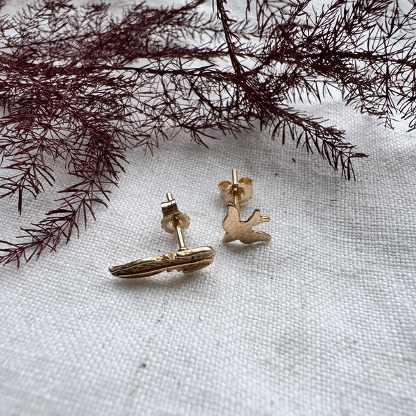 Gold 'Birds of a Feather' Mixed Stud Earrings