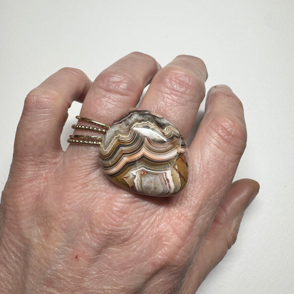 Mexican Lace Agate Bespoke Ring - Emma H