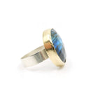 Labradorite Faceted Round Gemstone Ring set in 9ct Gold 'PROTECTION'