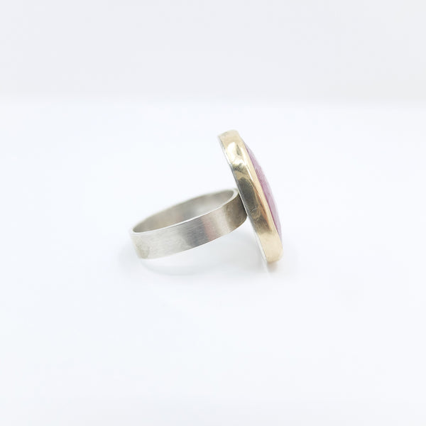 PINK SAPPHIRE GEMSTONE RING SET IN 9CT GOLD & STERLING SILVER 'POWER'