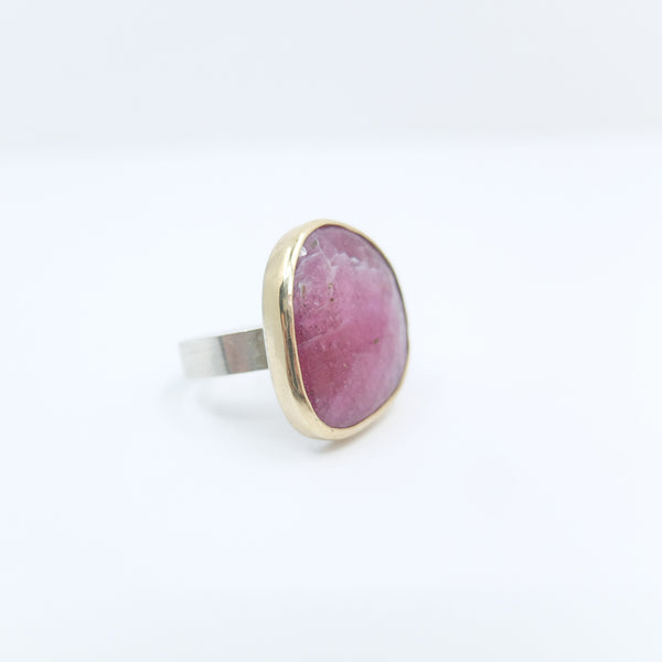 PINK SAPPHIRE GEMSTONE RING SET IN 9CT GOLD & STERLING SILVER 'POWER'
