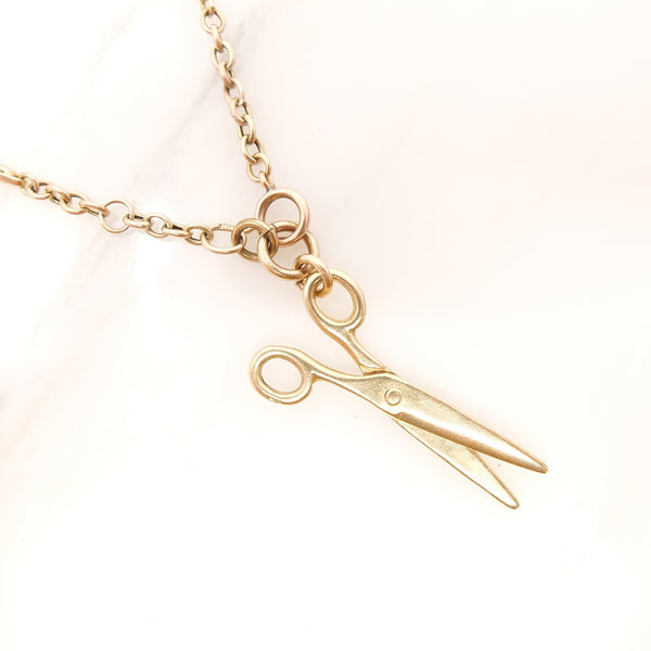 Vintage 9ct Gold Large Moving Scissors Charm