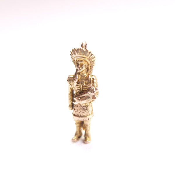 Vintage 9ct Gold Native American Indian Chief Charm