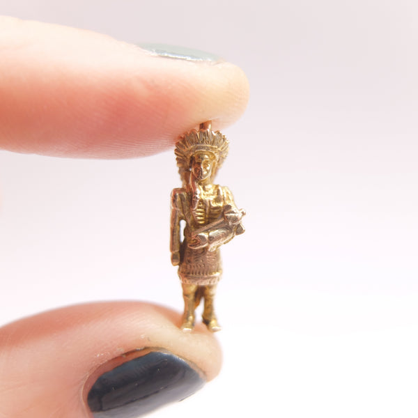 Vintage 9ct Gold Native American Indian Chief Charm