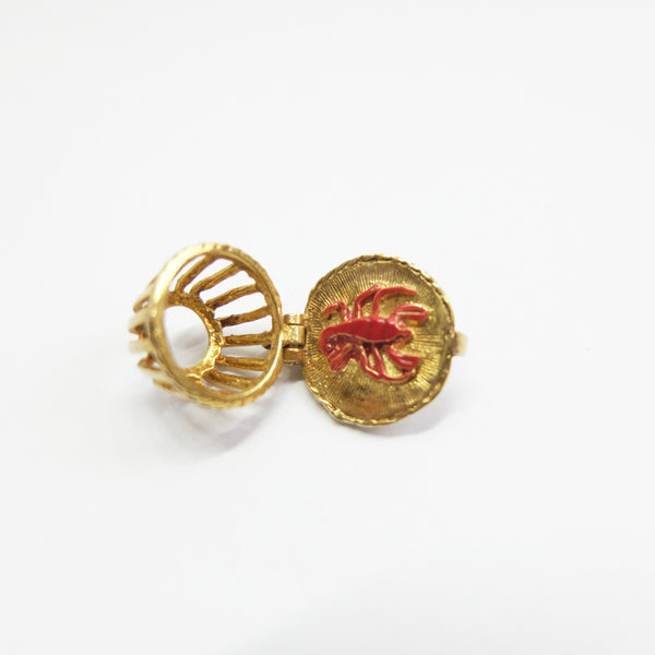 Vintage 9ct Gold Opening Lobster Pot Cage Charm