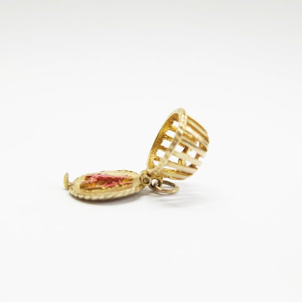 Vintage 9ct Gold Opening Lobster Pot Cage Charm