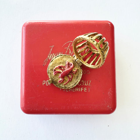 Vintage 9ct Gold Opening Lobster Pot Cage Charm