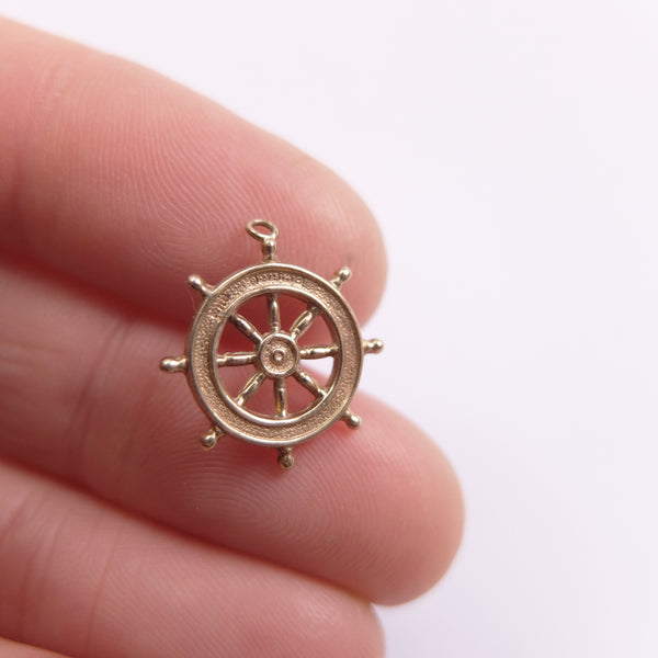 Vintage 9ct Gold Ships Steering Wheel Charm
