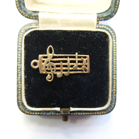 Vintage 9ct Gold Musical Score Charm with Hidden Message - 'Dearest'