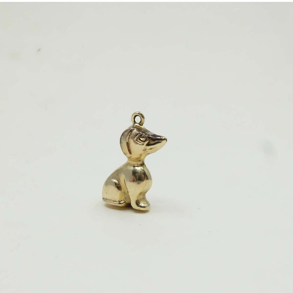 Vintage 9ct Gold Sitting Puppy Dog Charm