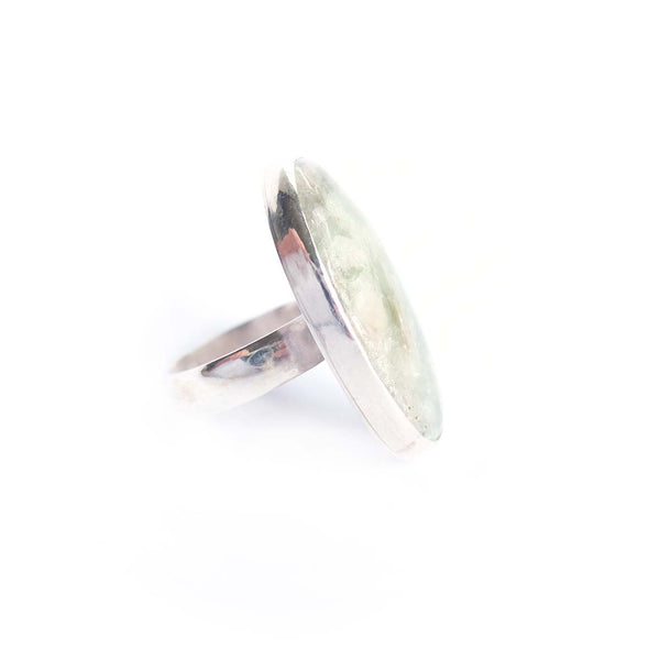 Aventurine Oval Gemstone Ring Set in Sterling Silver 'OPTIMISM'