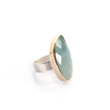 Aquamarine Rose Cut Gemstone Ring Set in 9ct Gold Sterling Silver 'TRANQUILITY'