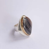 Botswana Agate Gemstone Ring Set in Sterling Silver 'SUPPORT'