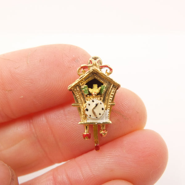 Vintage 9ct Gold Cuckoo Clock Articulated Charm