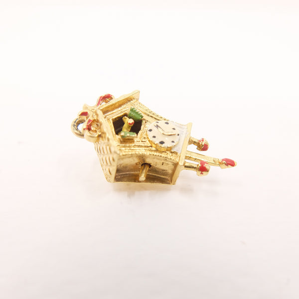 Vintage 9ct Gold Cuckoo Clock Articulated Charm