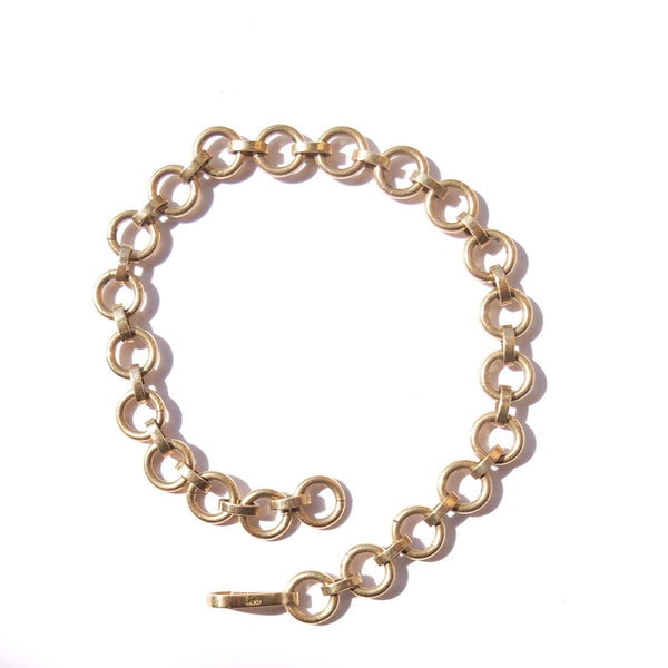 Vintage 9ct Gold Circle Link Bracelet Chain