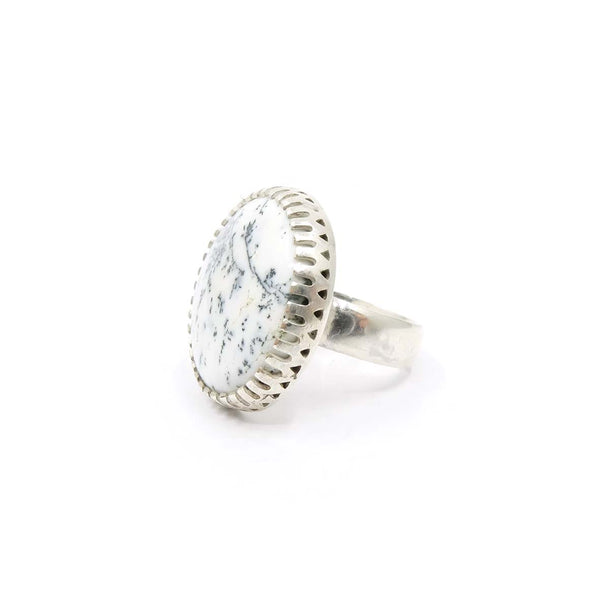 Dendritic Agate Gemstone Ring Set in Sterling Silver - 'OPPORTUNITY'
