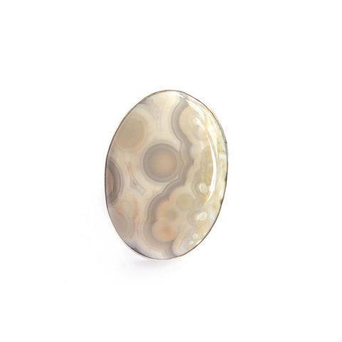Ocean Jasper Oval Gemstone Ring Set in Sterling Silver 'MINDFULLNESS'