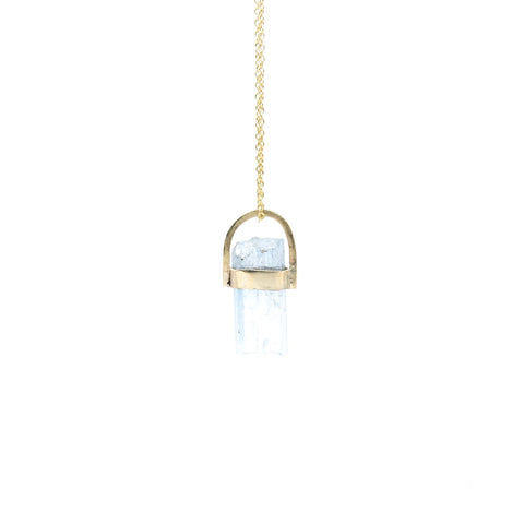 9ct Gold Aquamarine Gemstone Pendant Necklace - 'Healing
