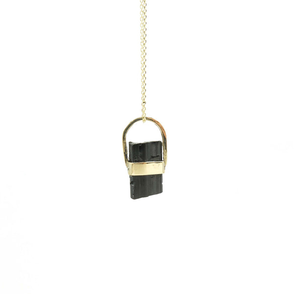 9ct Gold Black Tourmaline Gemstone Pendant Necklace - 'Protection'