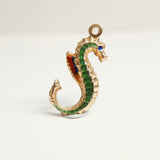 Vintage 9ct Gold & Enamel Sea Horse Charm