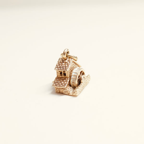 Vintage 9ct Gold Water Mill Charm (Moving)