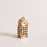 Vintage 9ct Gold Charm - Telephone Box Charm for charm bracelets and chains - door closed