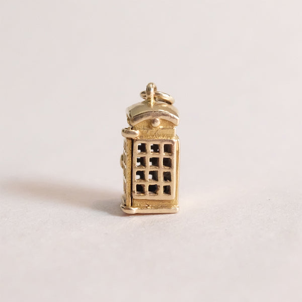 Vintage 9ct Gold Charm - Telephone Box Charm for charm bracelets and chains - side