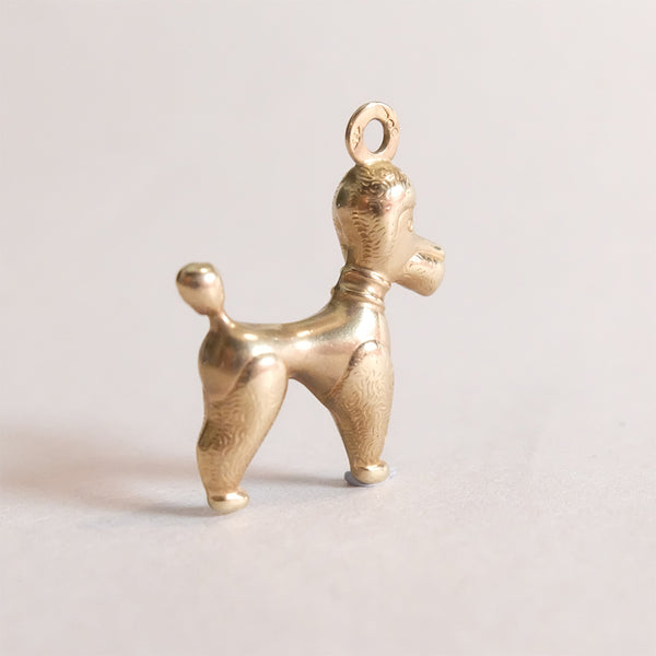 Vintage 9ct Gold Charm - Poodle Dog Charm - side