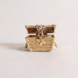Vintage 9ct Gold Charm - Treasure Chest - opening