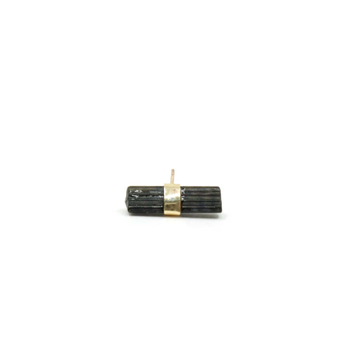 9ct Gold Black Tourmaline Gemstone Single Stud Earring - 'Protection'