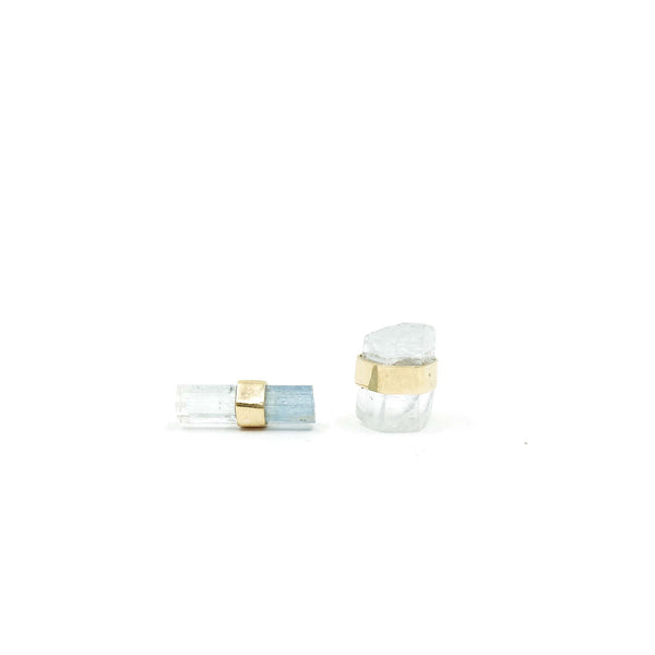 9ct Gold Raw Aquamarine Gemstone Single Stud Earring 'Healing'