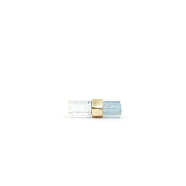 9ct Gold Raw Aquamarine Gemstone Single Stud Earring 'Healing'
