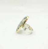 Dalmatian Jasper Gemstone Ring Set In 9ct Gold & Silver  'DETERMINATION'