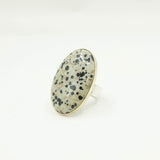 Dalmatian Jasper Gemstone Ring Set In 9ct Gold & Silver  'DETERMINATION'