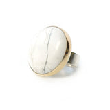 HOWLITE GEMSTONE RING SET IN 9CT GOLD & STERLING SILVER 'AWARENESS'