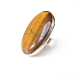 Tigers Eye Gemstone Ring Set in 9ct Gold & Sterling Silver 'EMPOWERMENT'