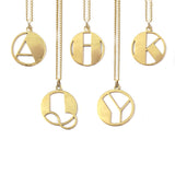 Gold Art Deco Initial Letter Pendant Necklace