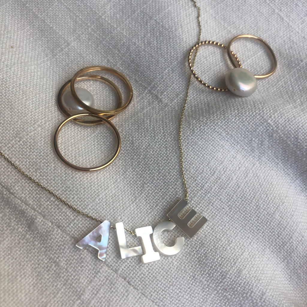 Mother of Pearl Initial Necklace – May Martin