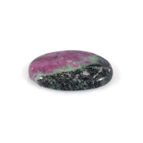 ruby fuschite oval gemstone - for handmade custom rings with semi precious stones in silver and gold - flat bottom view