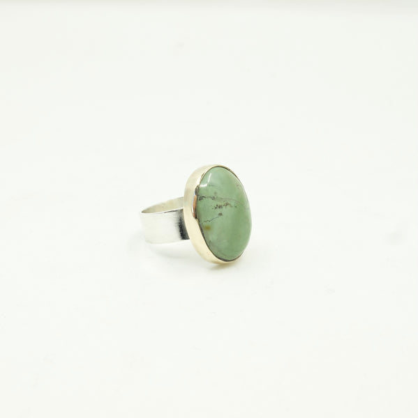 Turquoise Oval Gemstone Ring set in 9ct Gold & Silver 'HEALING'
