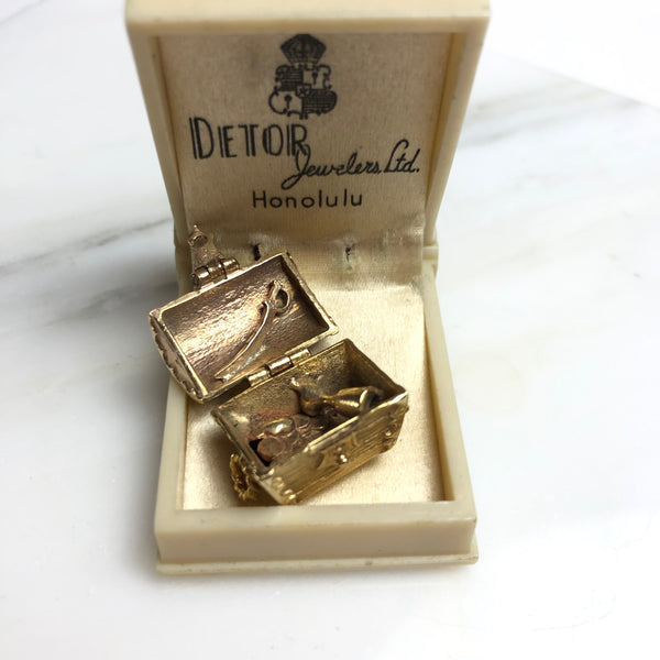 Vintage 9ct Gold Charm - Pirates Treasure Chest