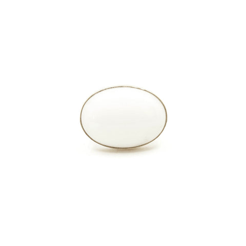 White Onyx Gemstone Ring Set in 9ct Gold & Sterling Silver 'CALM'