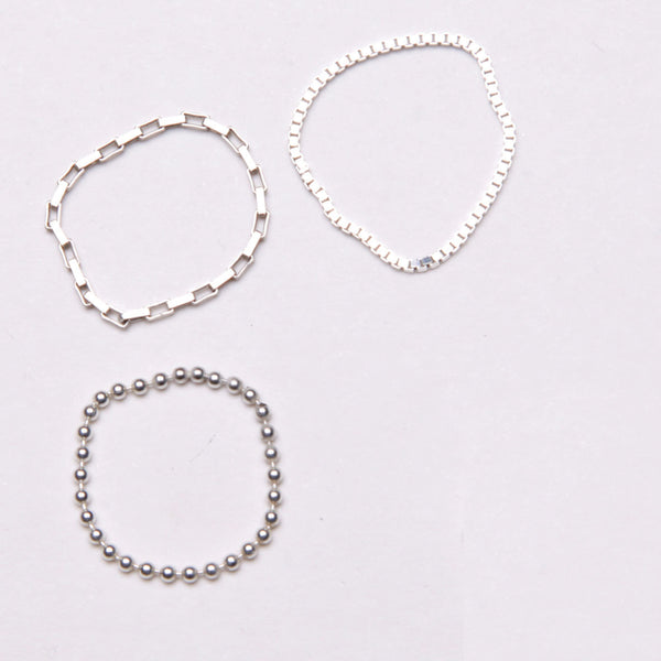 alice eden jewellery Dot Dash silverTriple Chain stacking pinkie Rings jewelry