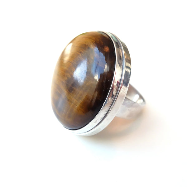 alice eden silver tigers eye modernist statement gemstone ring