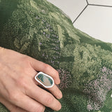 Chrysocolla Gemstone Ring Set in Sterling Silver 'COMMUNIATION'