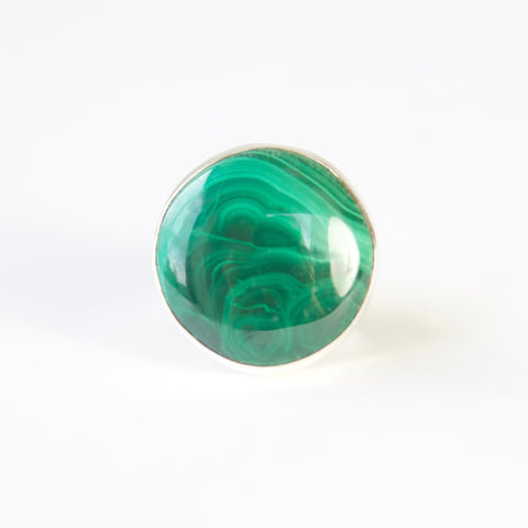 large green malachite gemstone ring - semi precious gemstone ring set in gold with a sterling silver ring