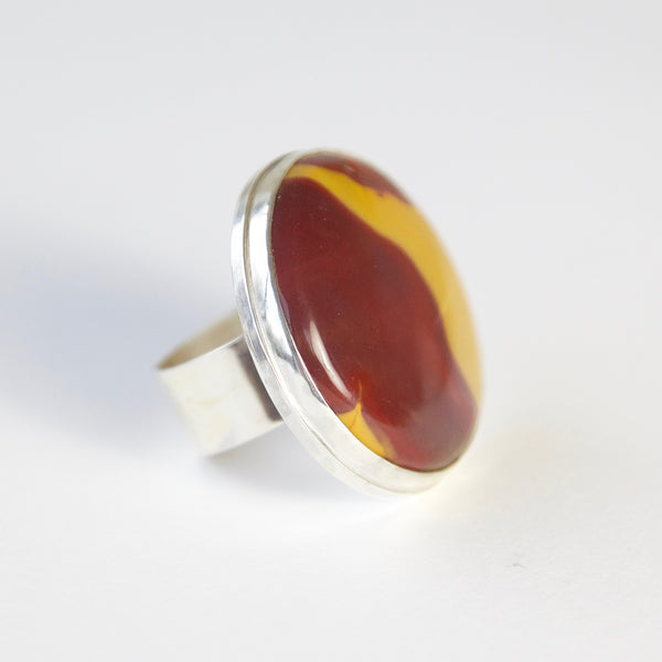 mookaite gemstone ring in sterline silver - from right side