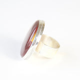 mookaite gemstone ring in sterline silver - from right with silver band