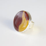 mookaite gemstone ring in sterline silver - from left